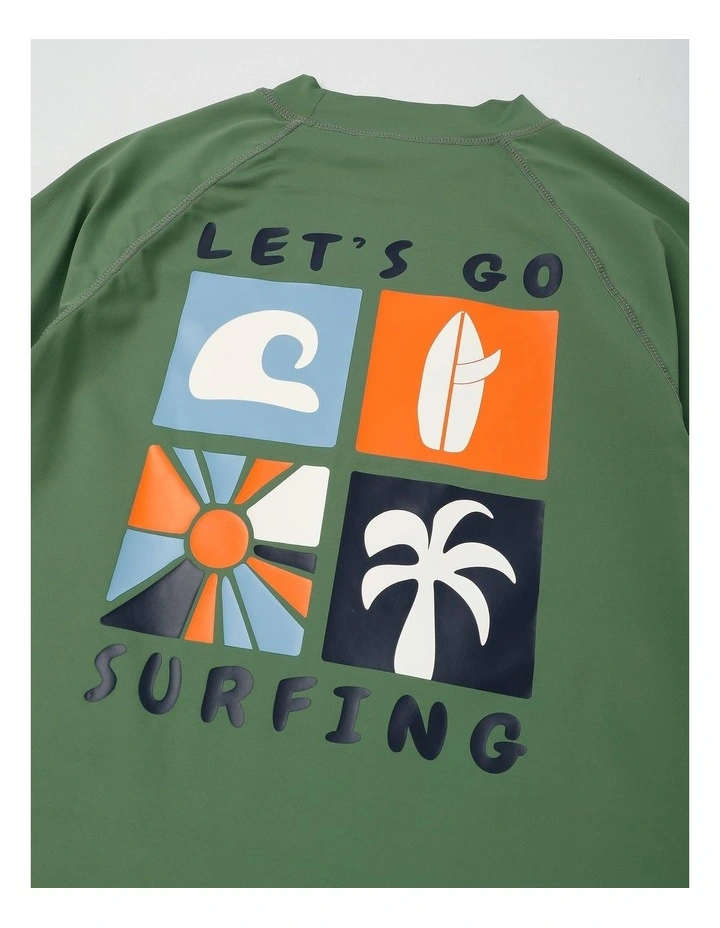 Recycled Short Sleeve Rashtop in Surf & Sun/Green image 4