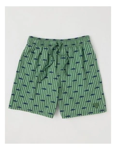 Seersucker Boardshort in Khaki Stripe