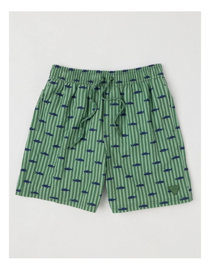Seersucker Boardshort in Khaki Stripe image 1
