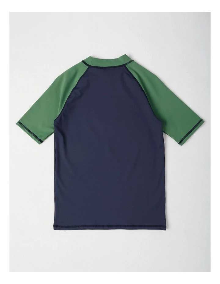 Recycled Short Sleeve Rashtop in Navy/Khaki image 3
