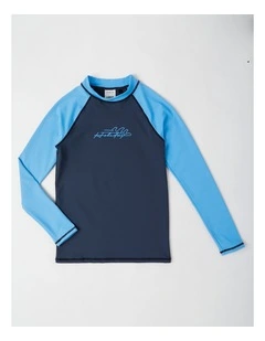 Recycled Long Sleeve Rashtop in Black/Blue