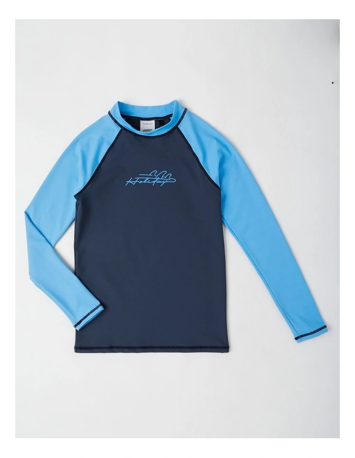 Recycled Long Sleeve Rashtop in Black/Blue image 1