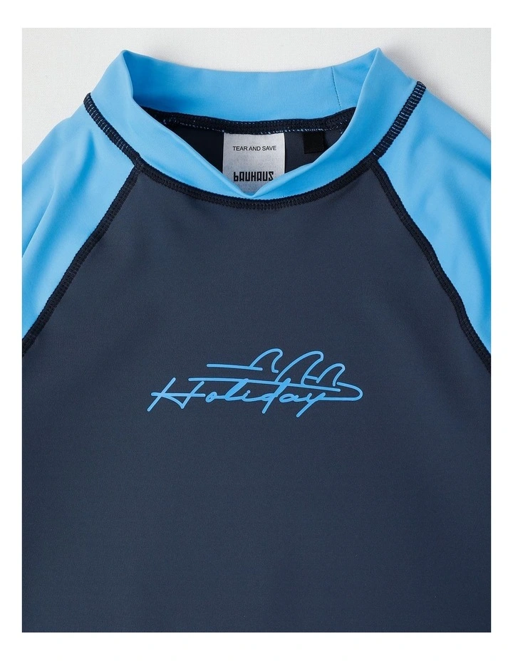 Recycled Long Sleeve Rashtop in Black/Blue image 2