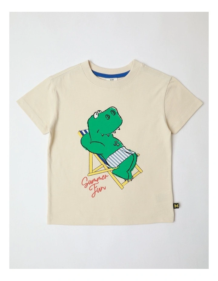 Essentials Print Tee in Beige image 1