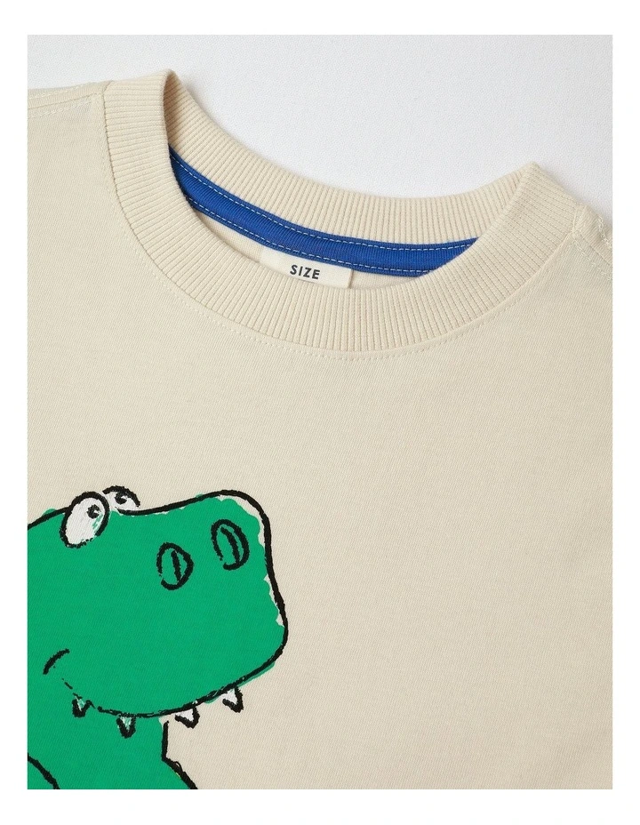 Essentials Print Tee in Beige image 2