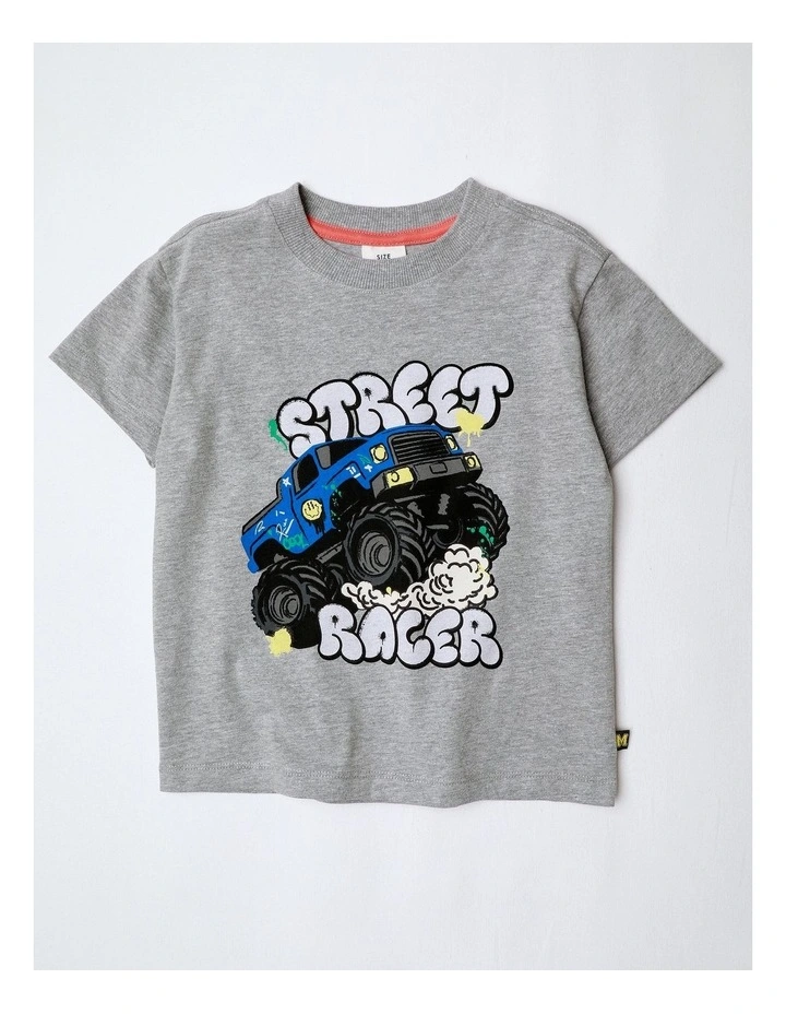 Essentials Print Tee in Grey Marle image 1
