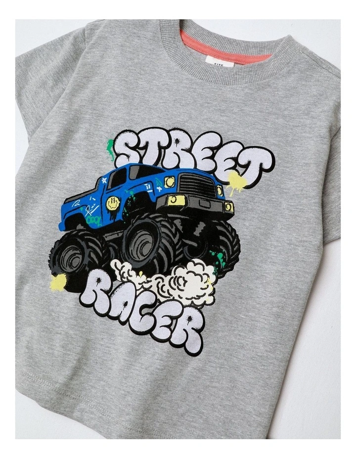 Essentials Print Tee in Grey Marle image 2