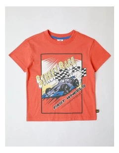 Essentials Print Tee in Red