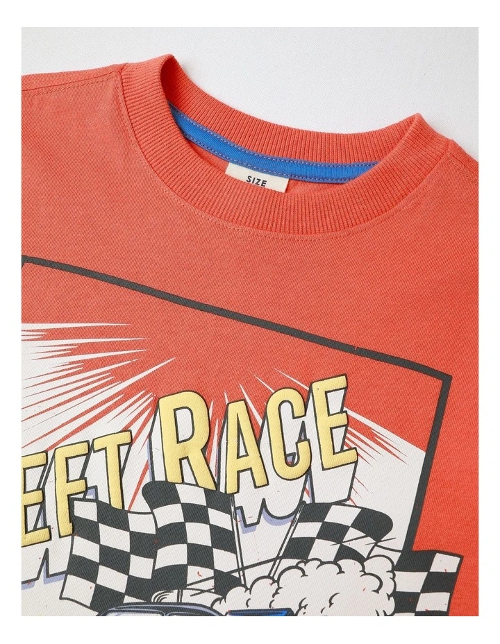 Essentials Print Tee in Red image 2