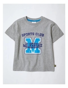 Essentials Print Tee in Grey Marle