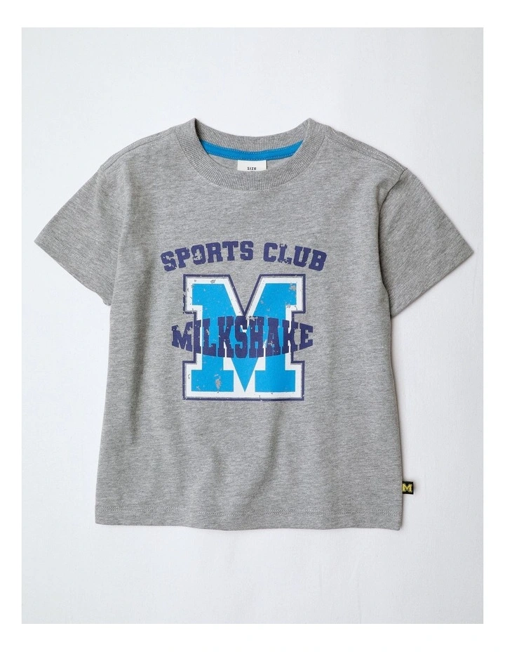 Essentials Print Tee in Grey Marle image 1