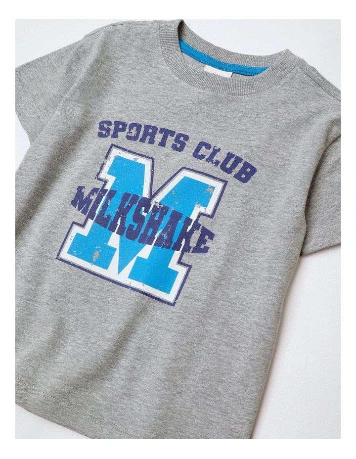 Essentials Print Tee in Grey Marle image 2