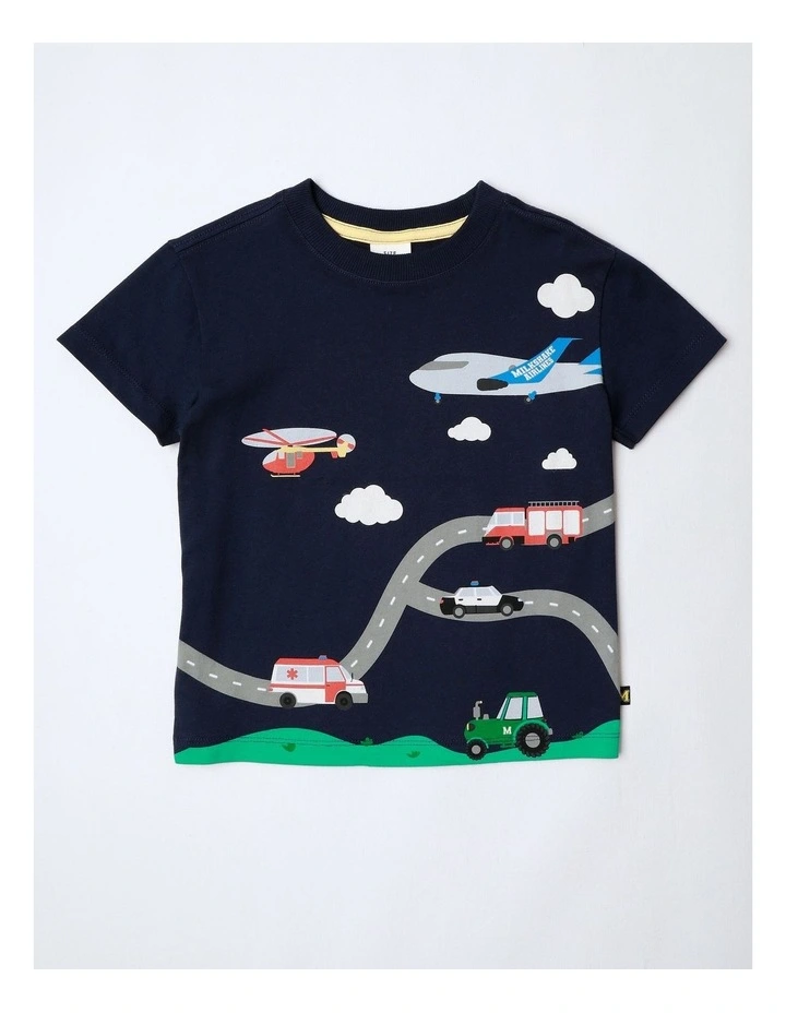 Essentials Print Tee in Navy image 1