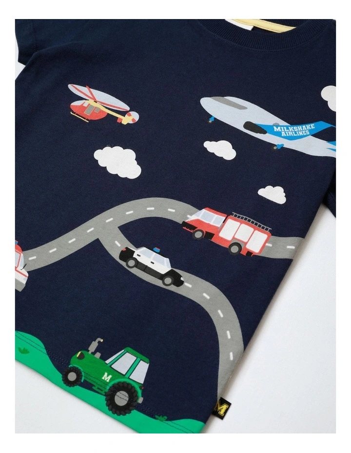 Essentials Print Tee in Navy image 2