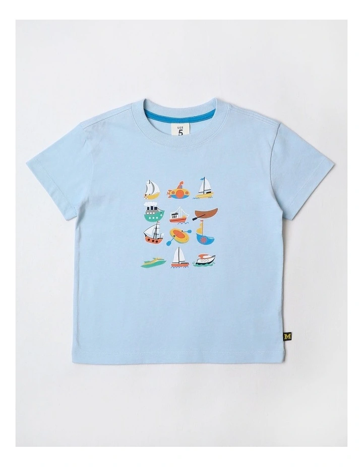 Essentials Print Tee in Light Blue image 1