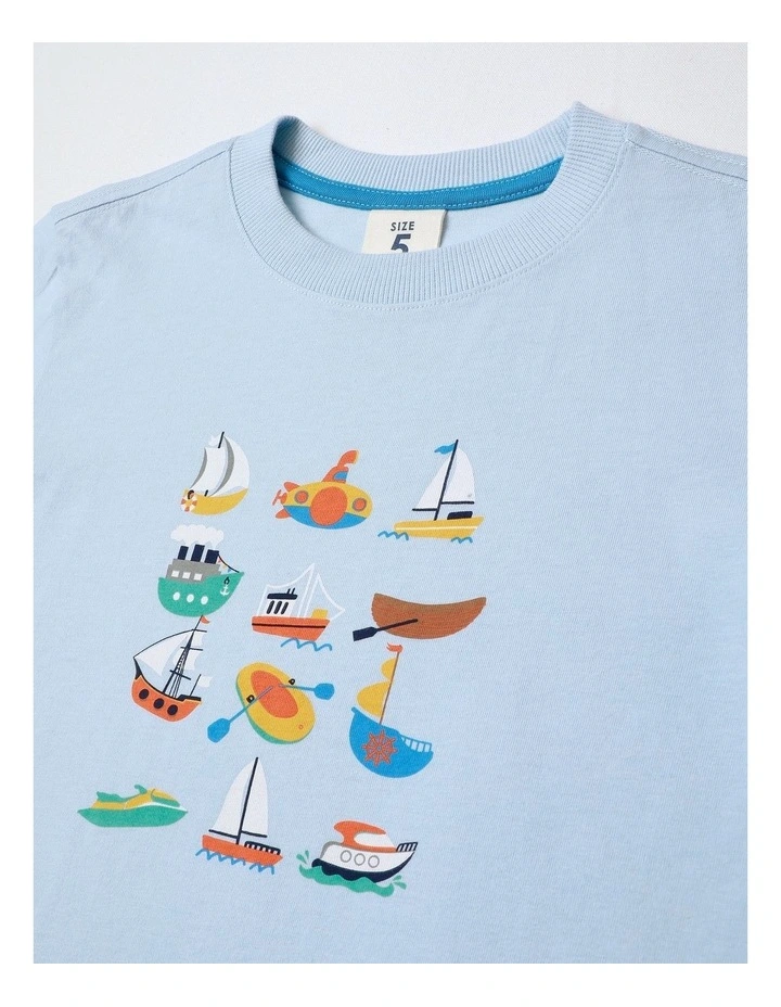 Essentials Print Tee in Light Blue image 2
