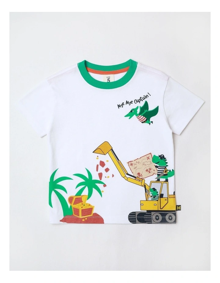 Essentials Print Tee in White image 1