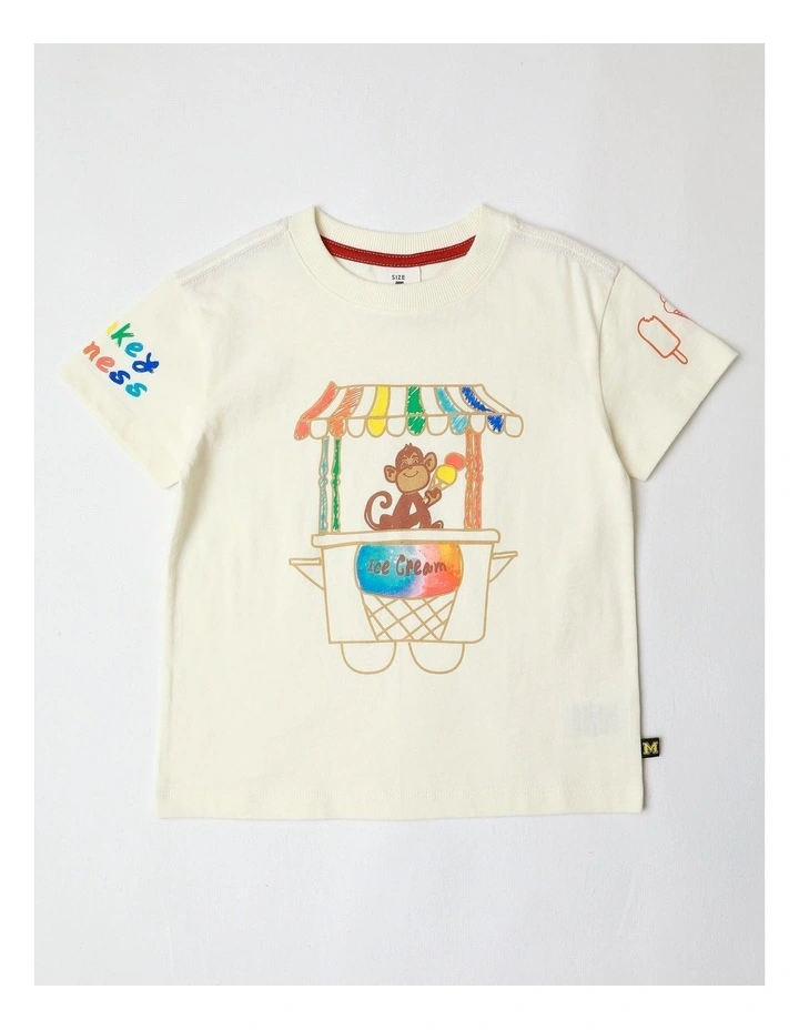 Essentials Print Tee in Ecru image 1