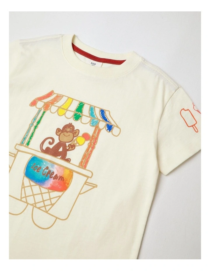 Essentials Print Tee in Ecru image 2