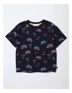 All Over Print Tee in Navy