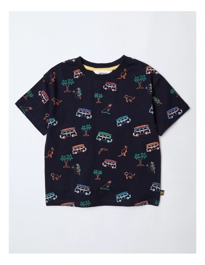 All Over Print Tee in Navy image 1