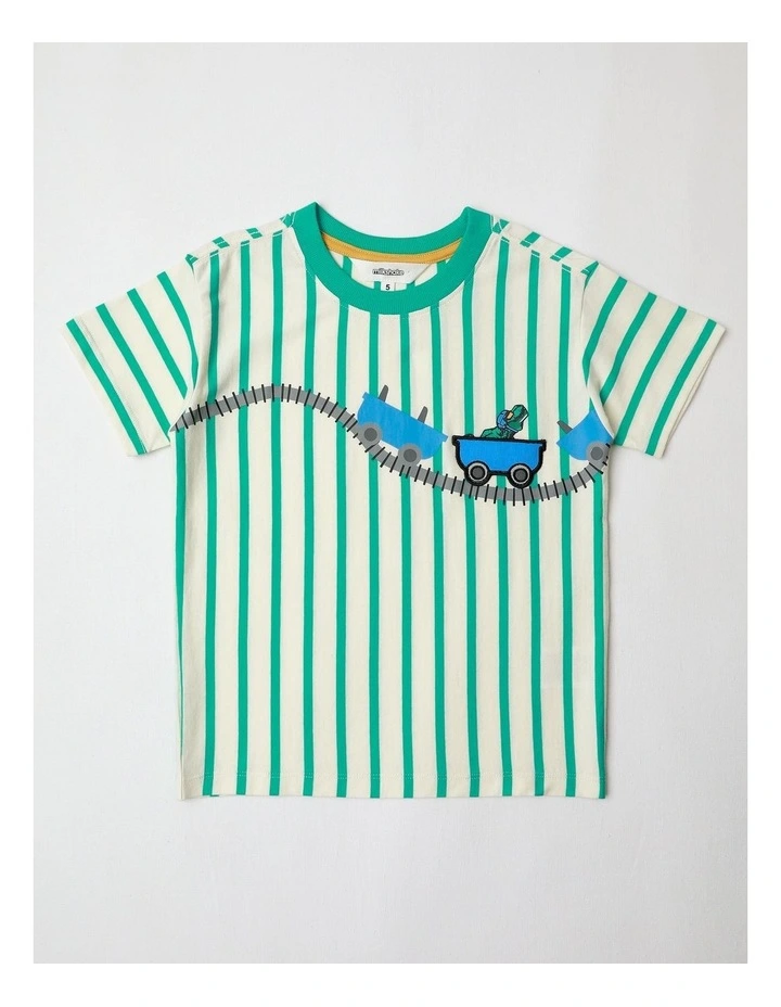 Pocket Tee in Green Stripe image 1