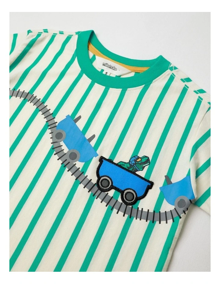Pocket Tee in Green Stripe image 2