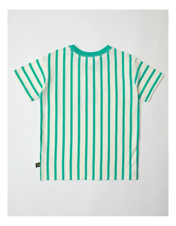 Pocket Tee in Green Stripe image 3