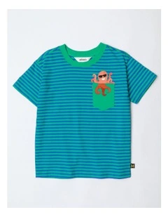 Pocket Tee in Teal Stripe