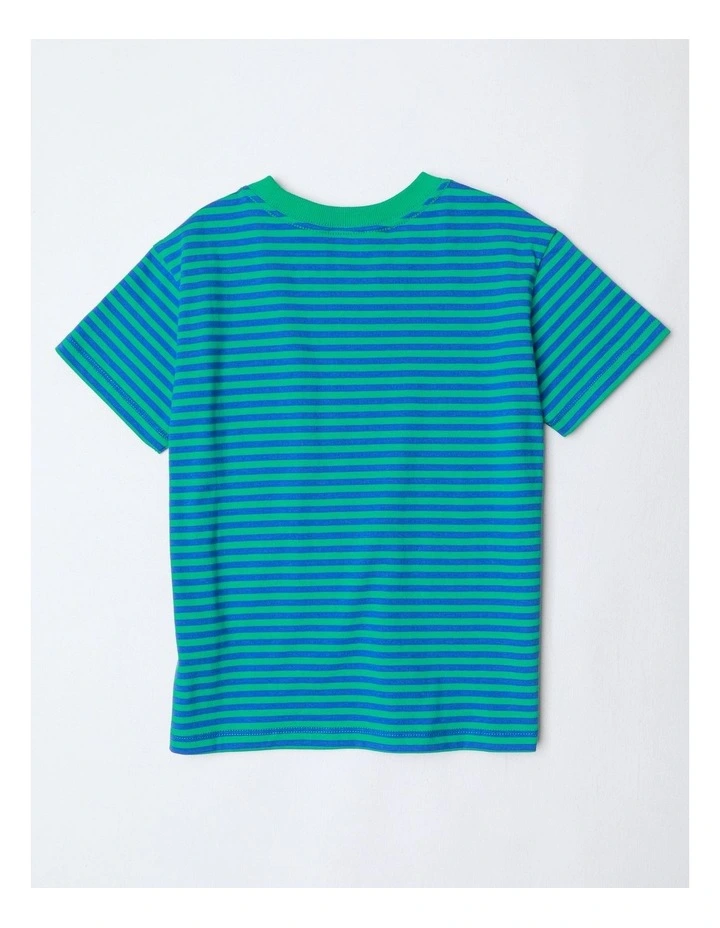 Pocket Tee in Teal Stripe image 3