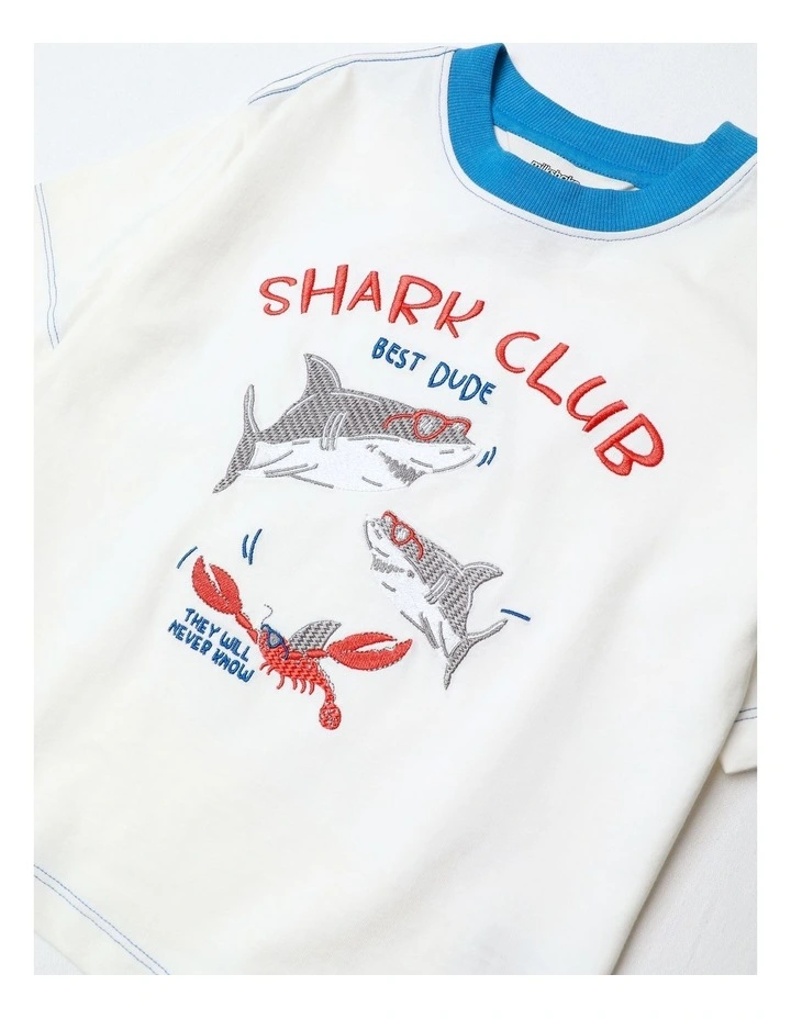 Applique Tee in Ecru image 2
