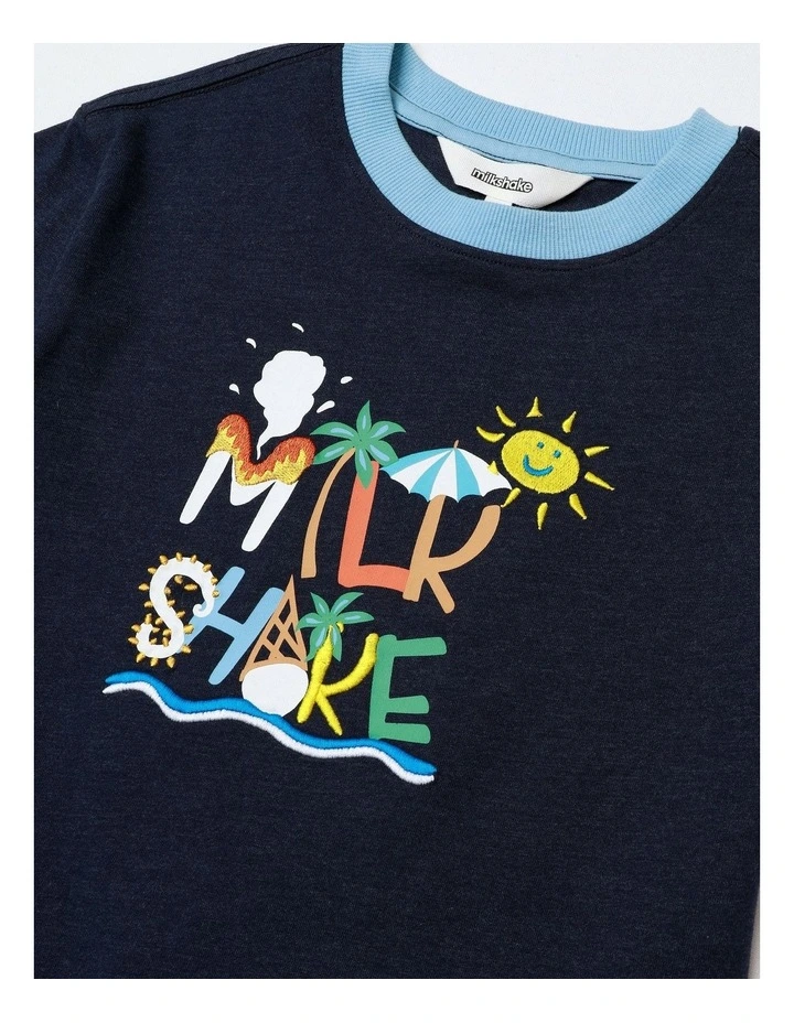 Applique Tee in Navy image 2