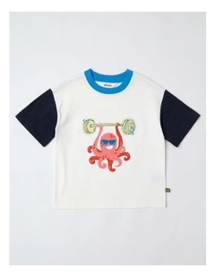 Applique Tee in Ecru
