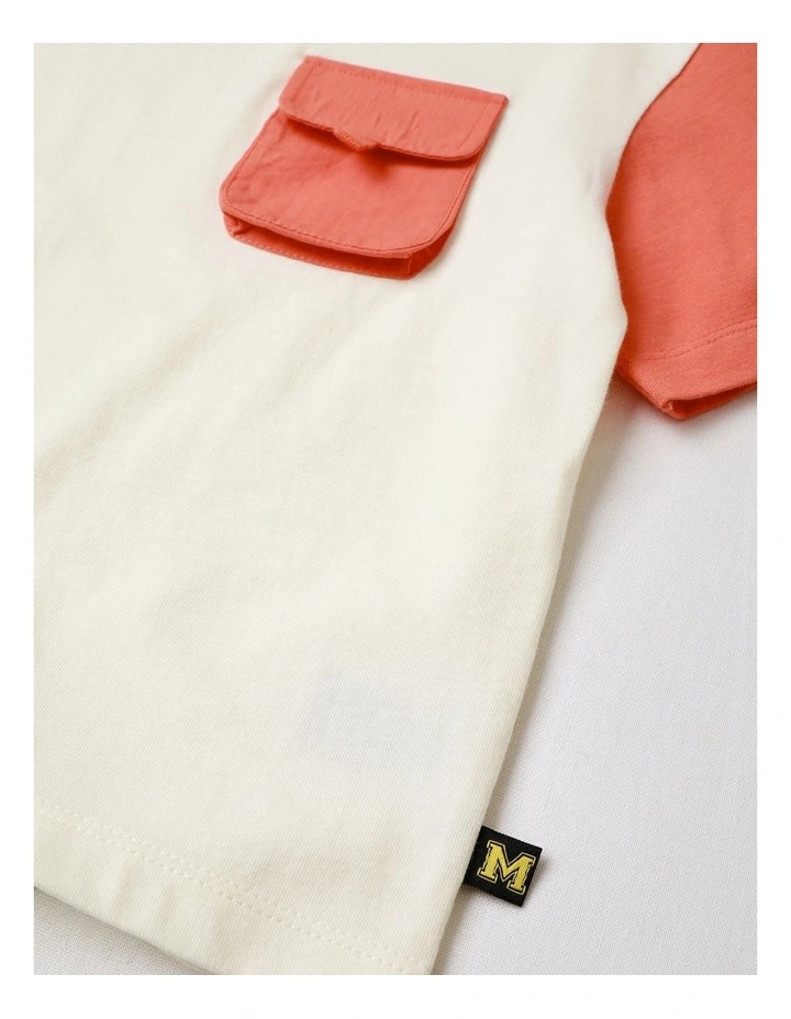 Pocket Tee in Ecru in Red image 4