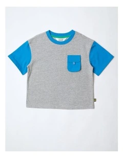 Pocket Tee in Grey Marle and Blue