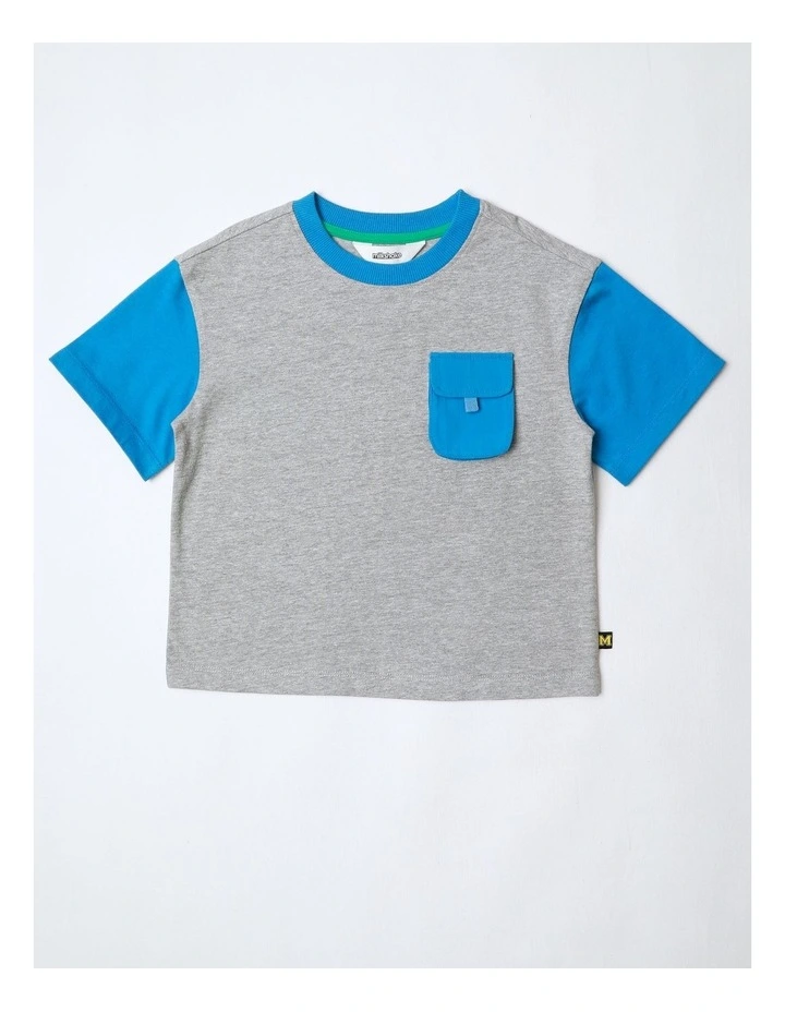 Pocket Tee in Grey Marle and Blue image 1