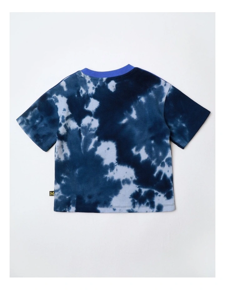 Waffle Tie Dye Tee in Blue image 3