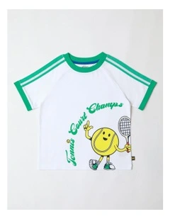 Raglan Print Tee in White and Green
