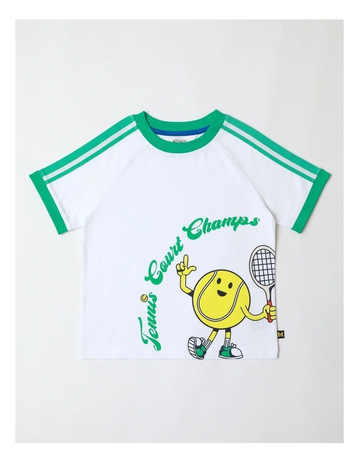 Raglan Print Tee in Blue and Yellow image 1