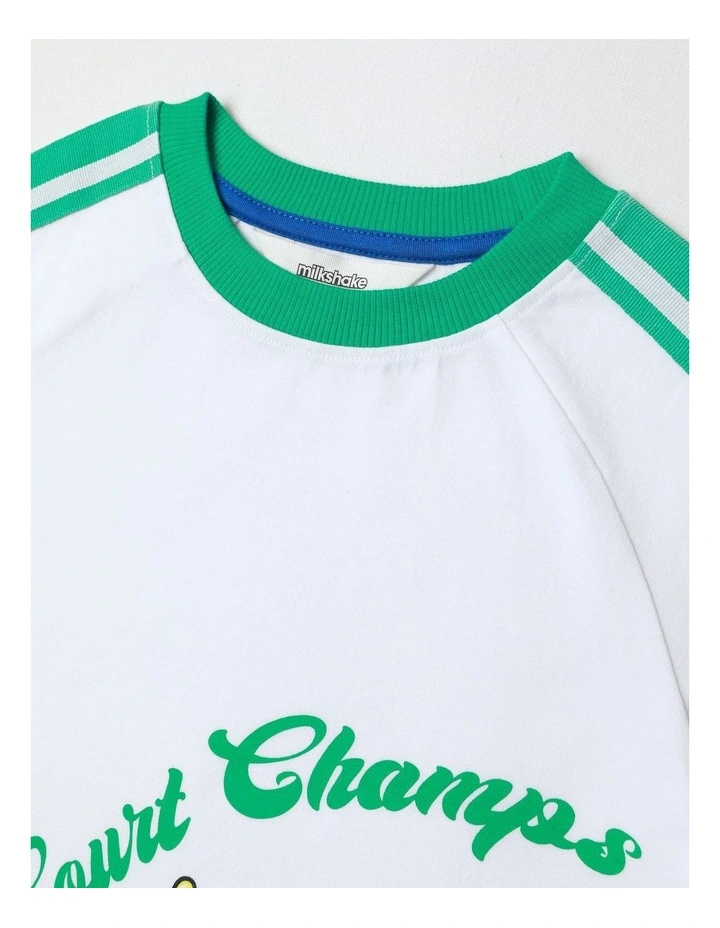 Raglan Print Tee in Blue and Yellow image 3