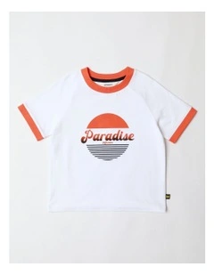 Raglan Print Tee in White