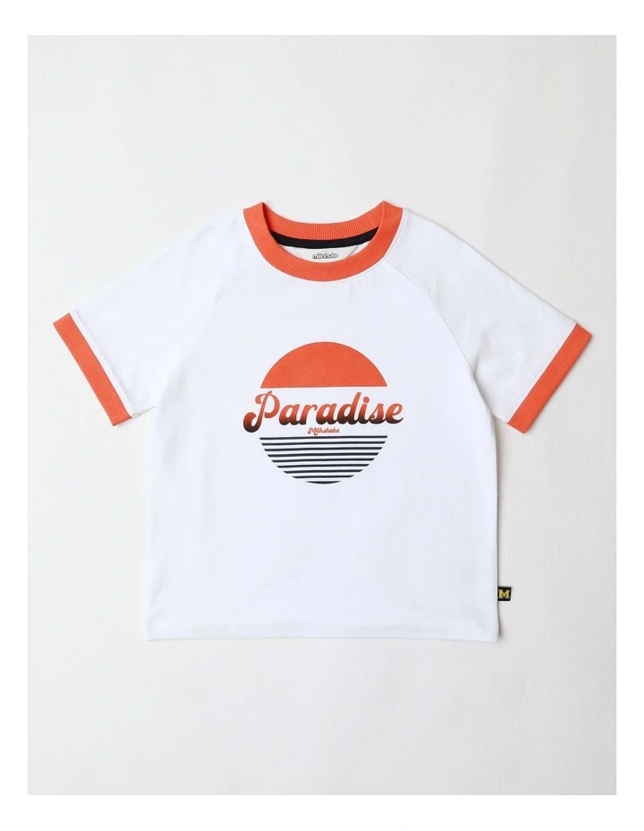 Raglan Print Tee in White image 1