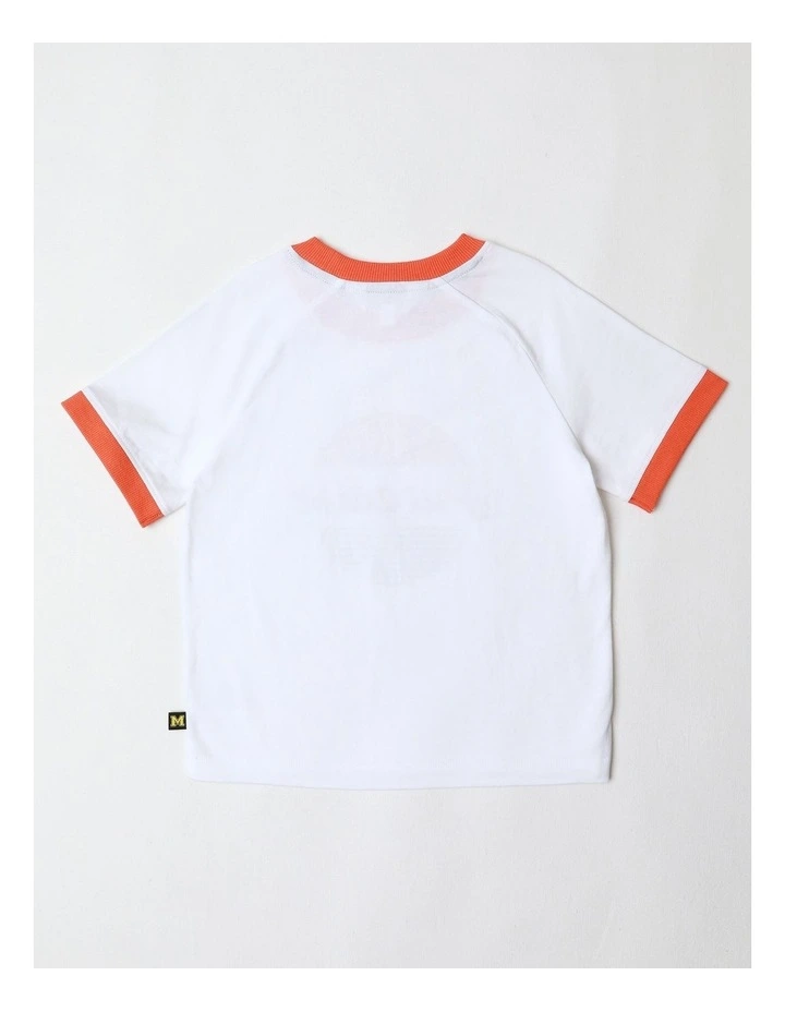Raglan Print Tee in White image 3