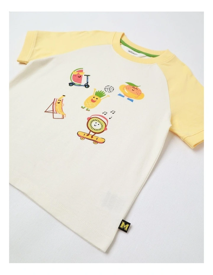 Raglan Print Tee in Ecru and Yellow image 4