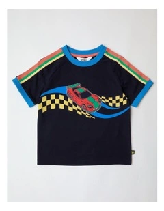 Raglan Print Tee in Navy
