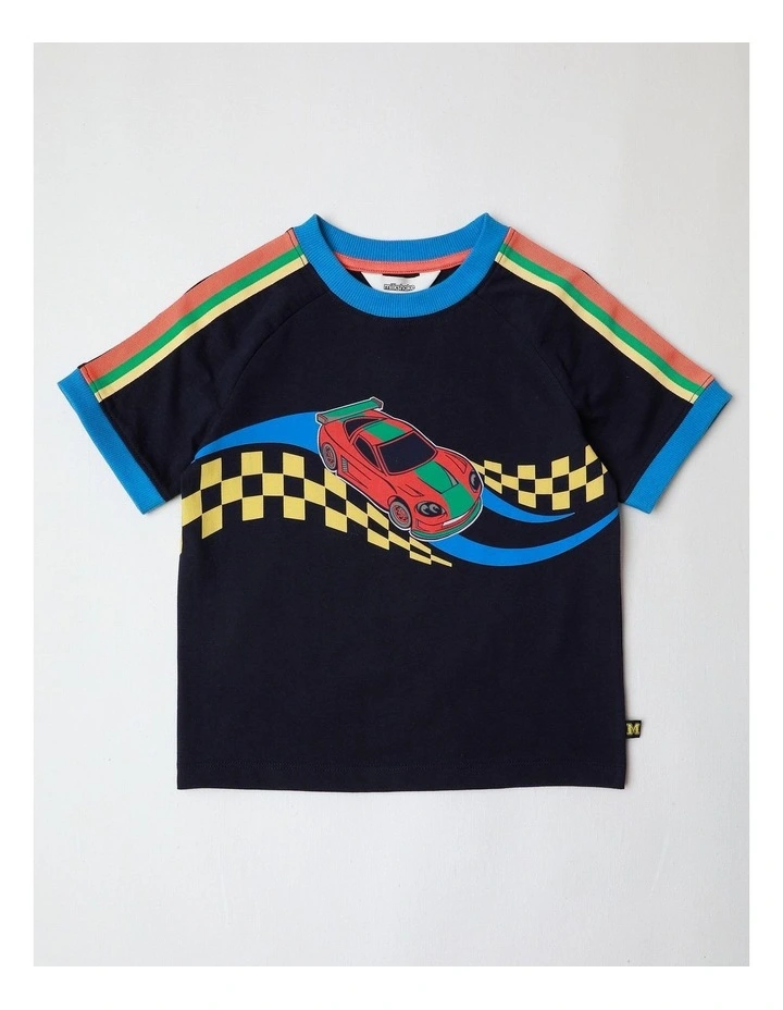 Raglan Print Tee in Navy image 1
