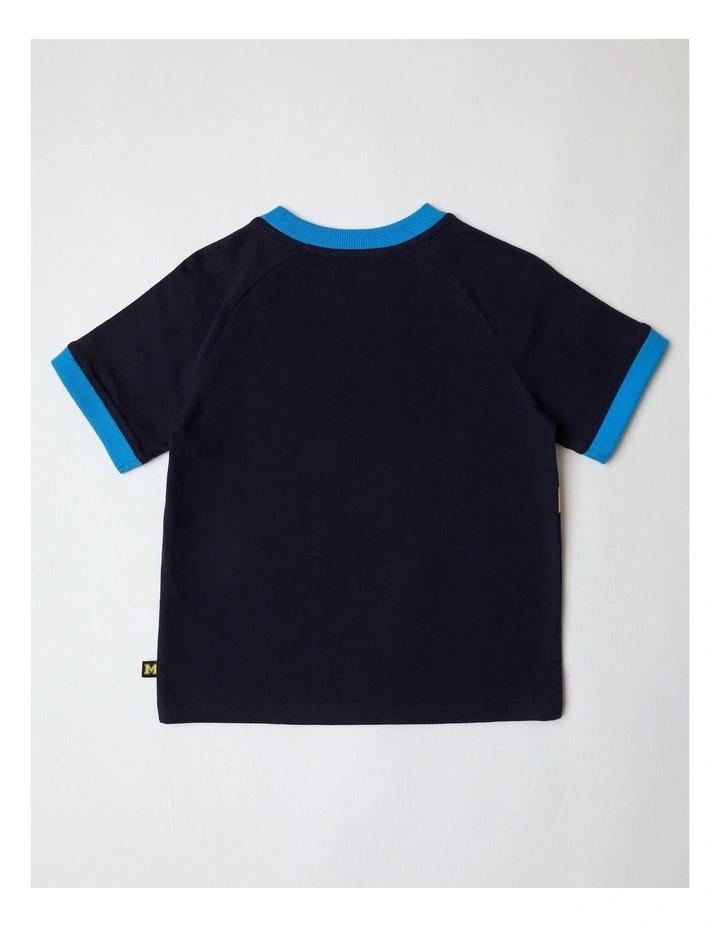 Raglan Print Tee in Navy image 3