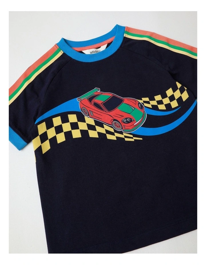 Raglan Print Tee in Navy image 4