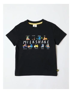Essentials Print Tee in Charcoal
