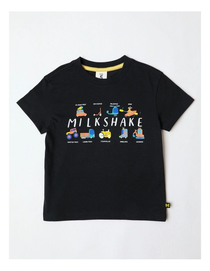 Essentials Print Tee in Charcoal image 1